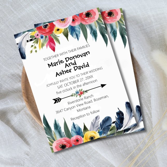 Watercolor Tropical Flowers and Greenery Wedding  Invitation (Creator Uploaded)