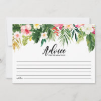 Watercolor Tropical Flowers Baby Shower Mom-to-be Advice Card
