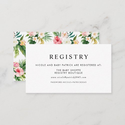 Watercolor Tropical Flowers Baby Shower Registry Enclosure Card