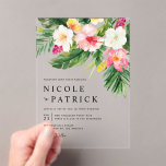 Watercolor Tropical Flowers Bouquet Summer Wedding Acrylic Invitations<br><div class="desc">Bring the vibrant beauty of the tropics to your wedding with our customizable acrylic wedding invitation featuring watercolor tropical flowers and lush greenery. This tropical wedding invitation design combines the modern elegance of transparent acrylic with the bold, colorful hand-painted tropical florals. Personalize this summer wedding invitation by adding your event...</div>