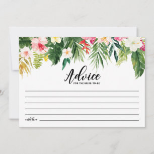 Watercolor Tropical Flowers Bridal Shower Bride Advice Card