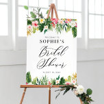 Watercolor Tropical Flowers Bridal Shower Welcome Poster<br><div class="desc">Watercolor Tropical Flowers Bridal Shower Welcome Sign. Customizable floral bridal shower welcome sign featuring watercolor illustrations of plumeria,  hibiscus,  orchids,  birds of paradise,  palm leaves,  banana leaves and split leaf philodendron. This botanical welcome sign is perfect for tropical theme bridal showers.</div>