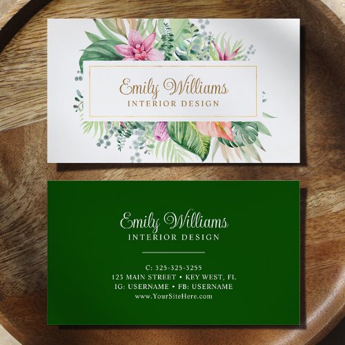 Watercolor Tropical Flowers Business Card