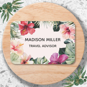 Watercolor Tropical Flowers Floral Botanical Name Tag