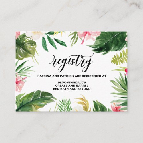 Watercolor Tropical Flowers Frame Registry Card I