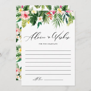 Watercolor Tropical Flowers Garland Graduation  Advice Card