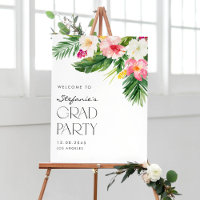 Watercolor Tropical Flowers Graduation Party