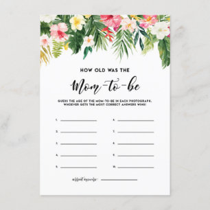 Watercolor Tropical Flowers How Old Was Mom Card