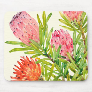 Watercolor Tropical Flowers Mouse Pad