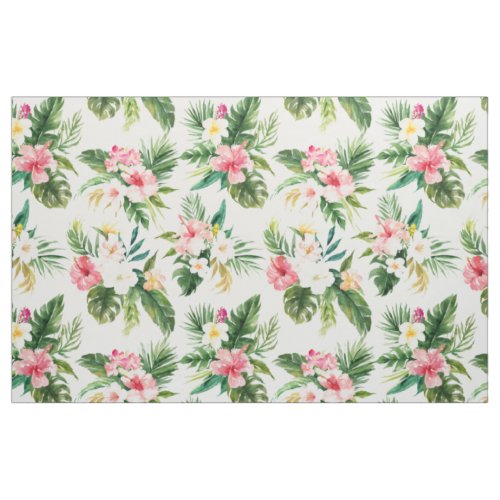 Watercolor Tropical Flowers Pattern Fabric