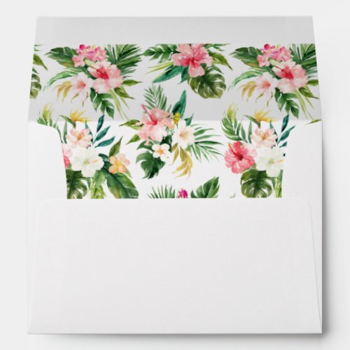 Watercolor Tropical Flowers Personalized Envelope