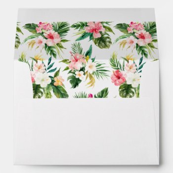 Watercolor Tropical Flowers Personalized Envelope by KeikoPrints at Zazzle