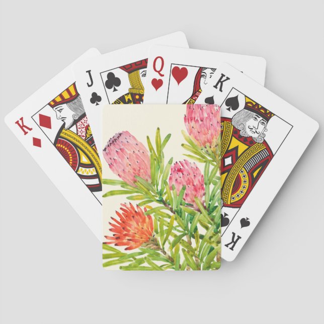Watercolor Tropical Flowers Poker Cards (Back)