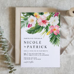 Watercolor Tropical Flowers QR Code Wedding Invitation<br><div class="desc">Invite guests to your wedding with this customizable tropical wedding invitation. It features watercolor garland of hibiscus,  plumeria,  palm leaves and other tropical plants. Personalize this watercolour wedding invitation by adding your own details. This summer botanical wedding invitation is perfect for destination weddings and summer weddings.</div>