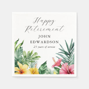 Watercolor Tropical Flowers Retirement Party Napkins