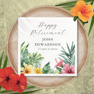 Watercolor Tropical Flowers Retirement Party Napkins