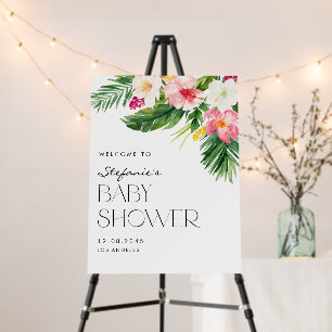 Watercolor Tropical Flowers Summer Baby Shower Foam Board
