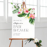 Watercolor Tropical Flowers Summer Baby Shower Poster<br><div class="desc">Welcome guests to your event with this customizable baby shower welcome sign. It features watercolour illustrations of palm leaves, banana leaves, hibiscus, plumeria and other tropical plants. Personalize this tropical baby shower welcome sign by adding your event details. This summer baby shower invitation is perfect for baby showers and baby...</div>