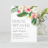 Watercolor Tropical Flowers Summer Bridal Shower Invitation (Standing Front)