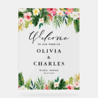 Watercolor Tropical Flowers Summer Wedding Welcome