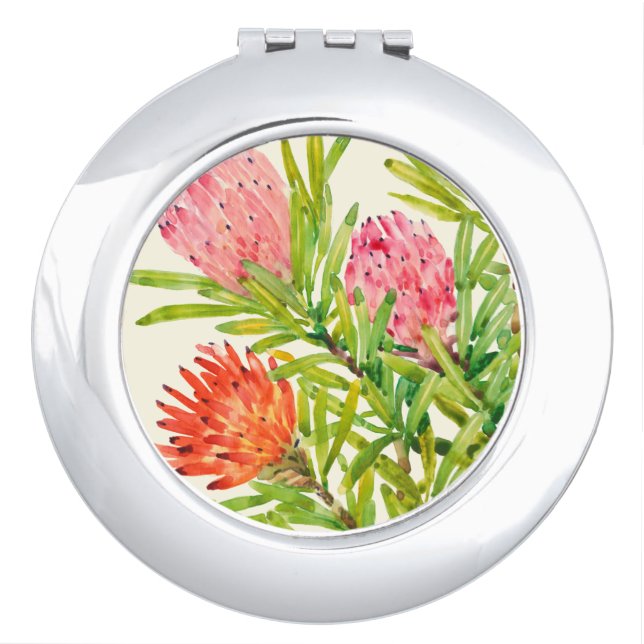 Watercolor Tropical Flowers Vanity Mirror (Front)