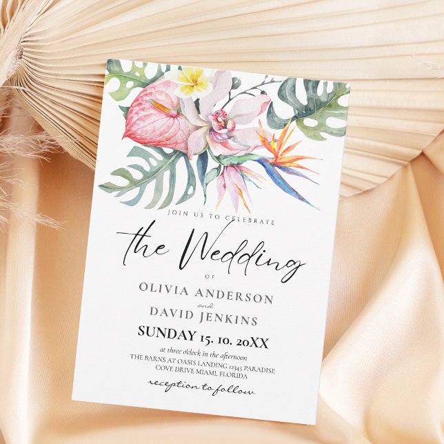 Watercolor Tropical Flowers Wedding  Invitation (Creator Uploaded)