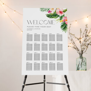 Watercolor Tropical Flowers Wedding Seating Chart Foam Board