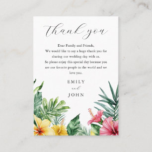 Watercolor Tropical Flowers Wedding Thank You Place Card