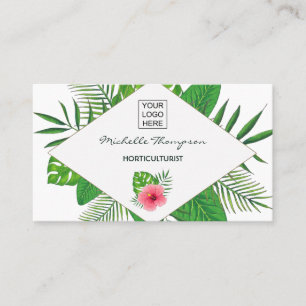 Watercolor tropical foliage personalized business card
