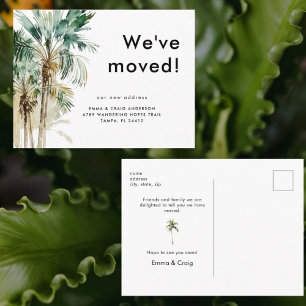 Watercolor Tropical Foliage We've Moved Postcard