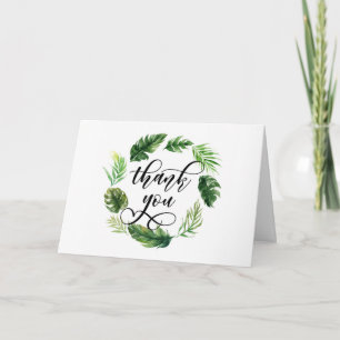 Watercolor Tropical Foliage Wreath Thank You