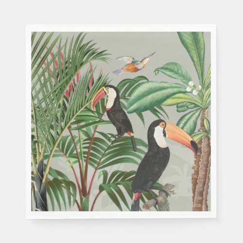 Watercolor Tropical Forest  Toucan Birds Napkins