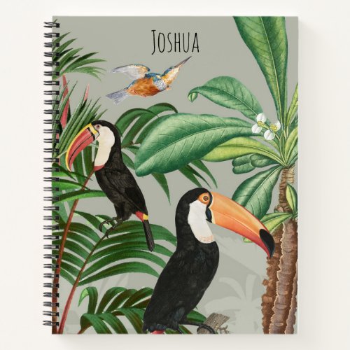 Watercolor Tropical Forest  Toucan Birds Notebook