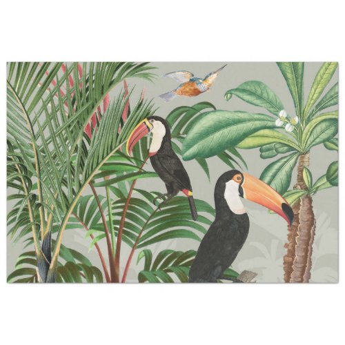Watercolor Tropical Forest  Toucan Birds Tissue Paper