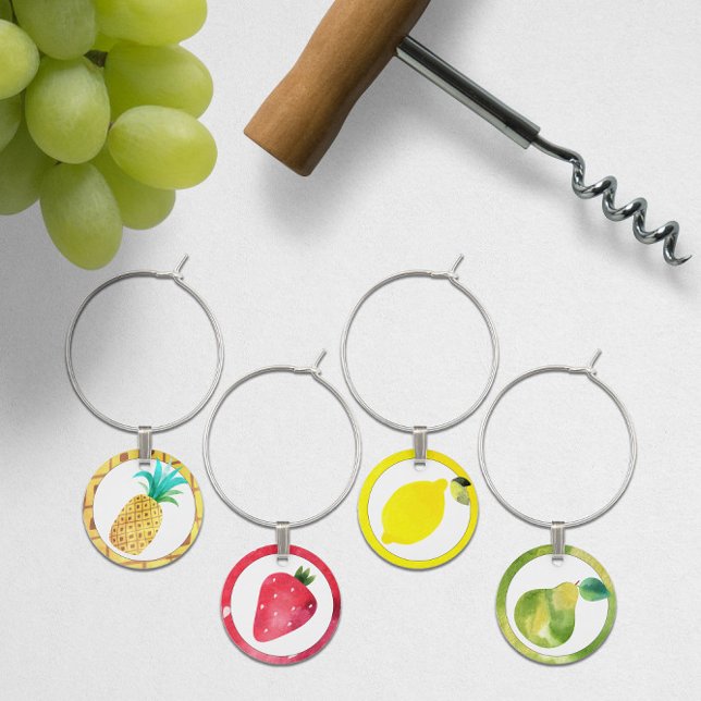 🍓🍷 Watercolor Tropical Fruit  Wine Charm (🍓🍷 Watercolor Tropical Fruit Wine Charm
)