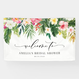 Watercolor Tropical Garland Summer Bridal Shower Banner