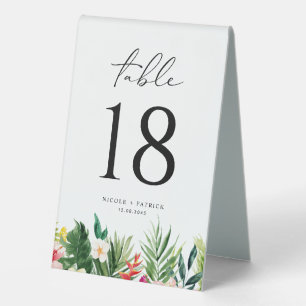 Watercolor Tropical Garland Summer Wedding Table Tent