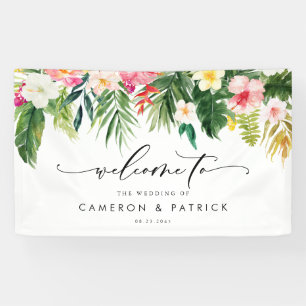 Watercolor Tropical Garland Summer Wedding Welcome Banner