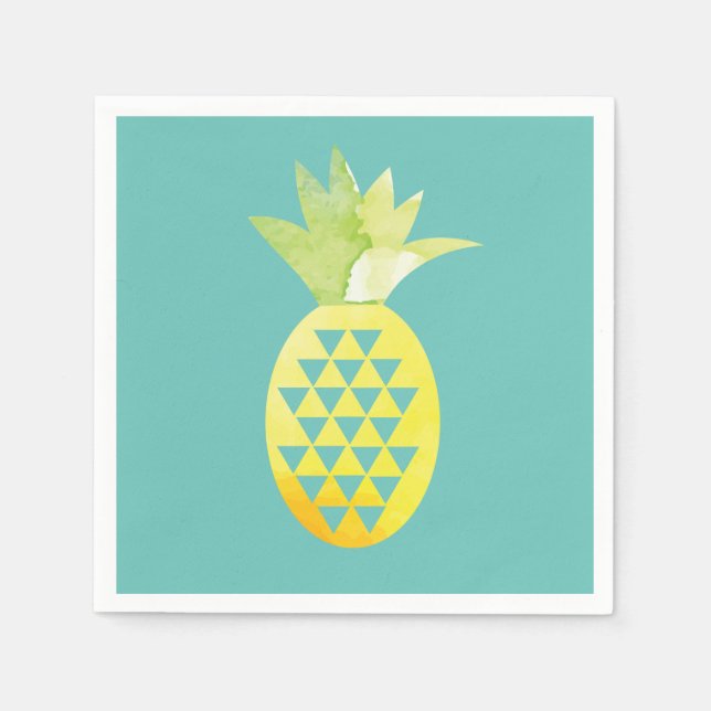 Watercolor Tropical Geometrical Pineapple Napkins (Front)