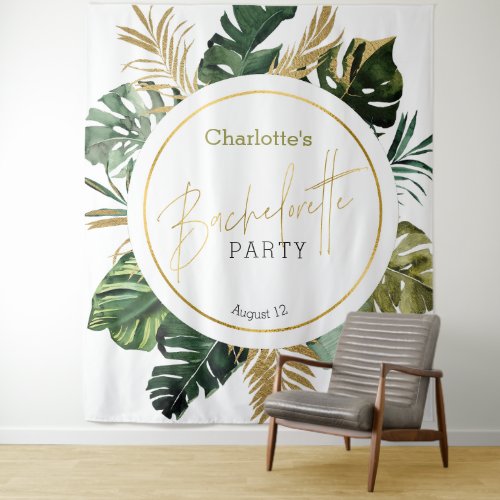 Watercolor Tropical Gold Bachelorette backdrop