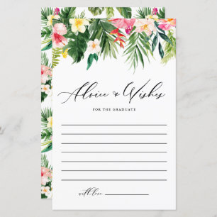 Watercolor Tropical Graduation Advice Card