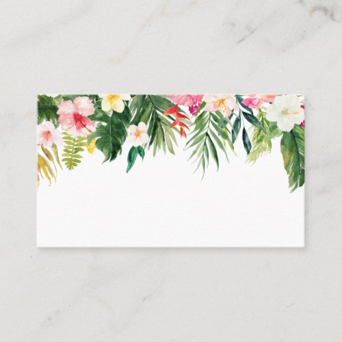Watercolor Tropical Greenery and Flowers Wedding Place Card