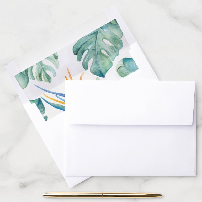 Watercolor Tropical Greenery Envelope Liner (Desk)