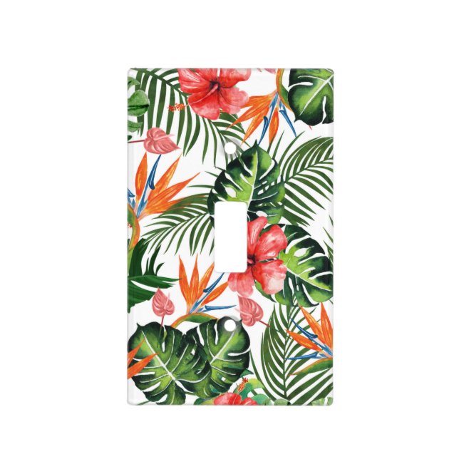 Watercolor Tropical Greenery Light Switch Cover (Front)