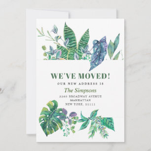 Watercolor Tropical Greenery Moving Announcement