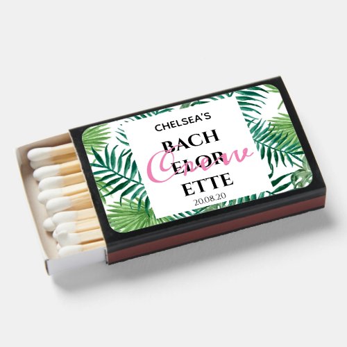 Watercolor Tropical Greenery Palm Bachelorette  Matchboxes