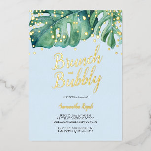 Watercolor Tropical Greenery Shower Foil Invitation