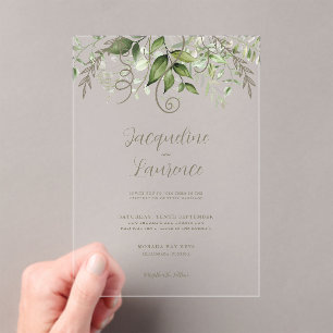 Watercolor Tropical Greenery Wedding Acrylic Invitations