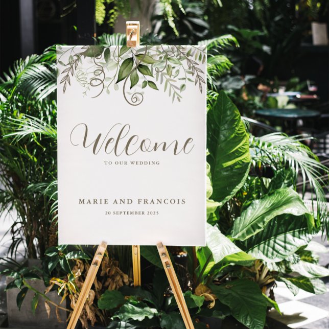 Watercolor Tropical Greenery Wedding Welcome Sign (Creator Uploaded)