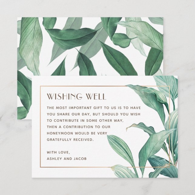 Watercolor Tropical greenery wedding wishing well Enclosure Card (Front/Back)